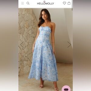 HER BEST VERSION STRAPLESS MAXI DRESS BLUE FLORAL